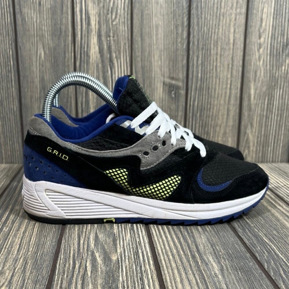 Saucony Men Grid 8000 CL Premium Leather Trainers Black Grey Purple Sz‎ 5 S70197